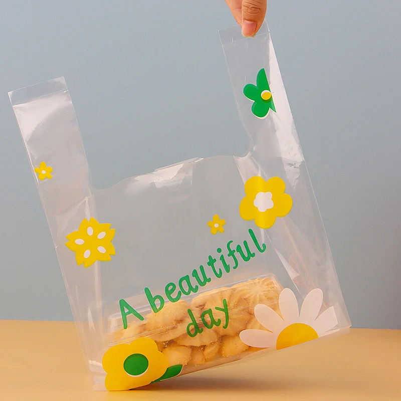 10Pcs Transparent Hello Packaging Bag Plastic Small Flower Shopping Gift Bags For Jewelry Candy Store Small Business Supermarket