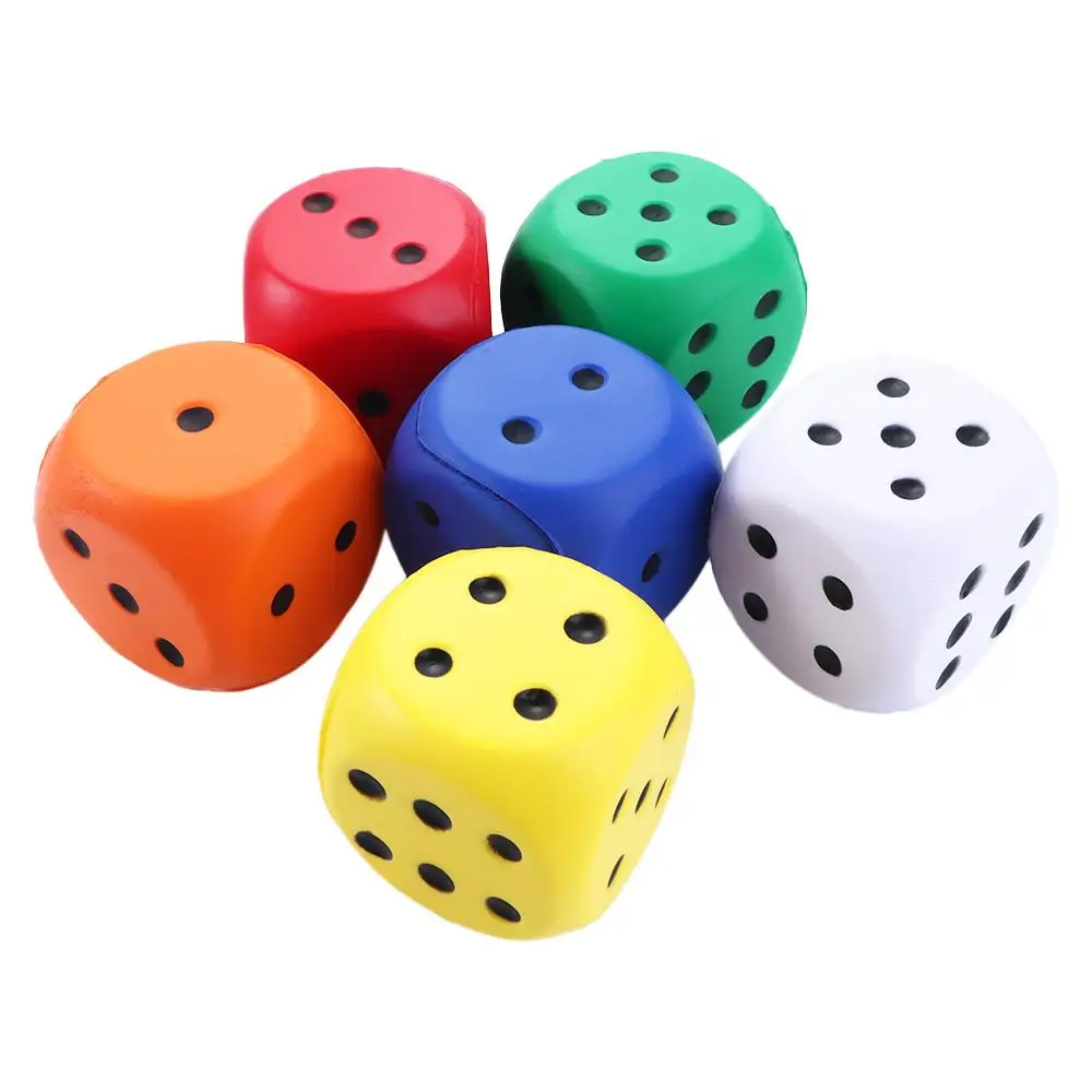 Gag Toy Fun Gifts Length 6cm Squeeze Solid Color Elastic Toys Soft Anti Stress Point Dice Sponge Dice Pressure Relief