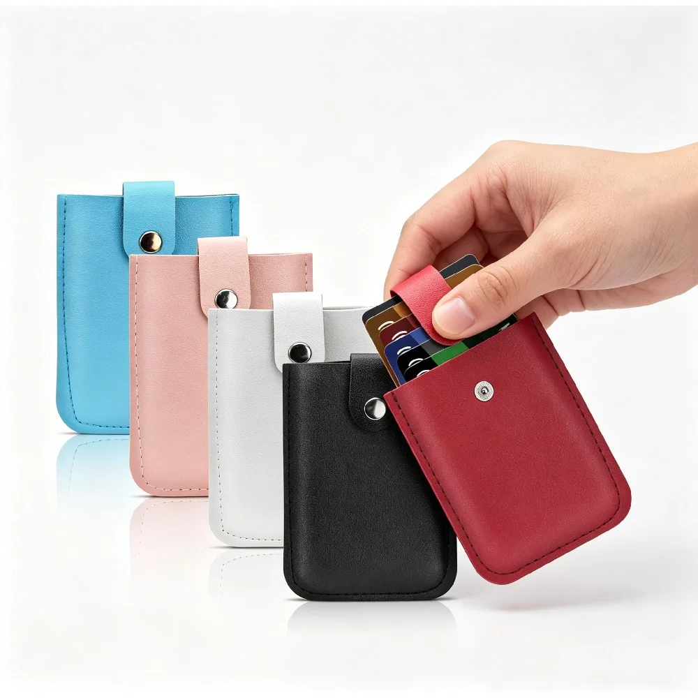 2 Pack Pull Tab Multi Slots Card Holder, Large Capacity PU Leather Credit Card Wallet, Snap Button Pull Out Design ID Debit Card Protector for Men Women Travel Daily Gift view 4
