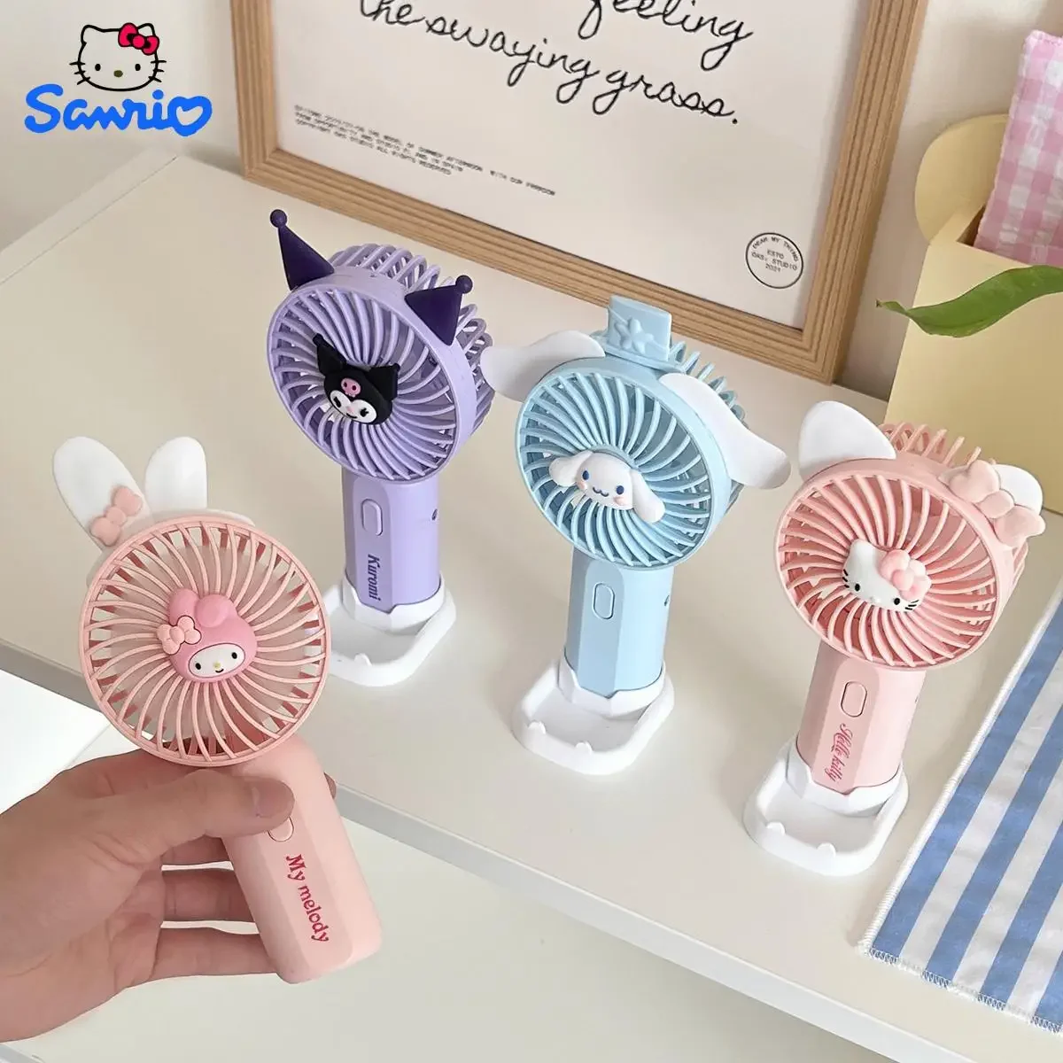 Sanrio Hallo Kitty meine Melodie Anime Kawaii süße Mini Fan niedlichen Cartoon Cinna moroll Aufladen tragbare Handheld Fan Geschenke Spielzeug