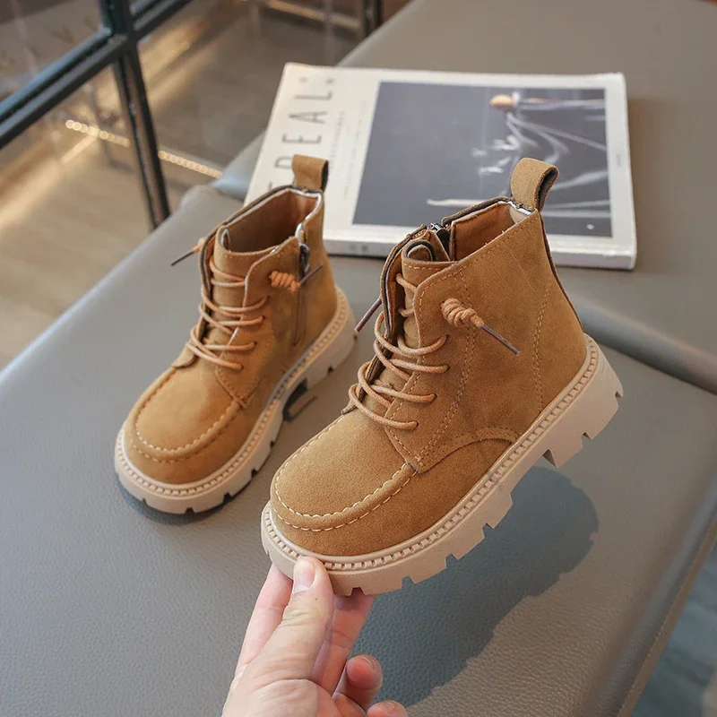 

Simple Kids Shoes Boots for Girls New Retro Toddlers Causal Fashion Boots Round-toe Versatile Children's Ankle Boots Solid Color