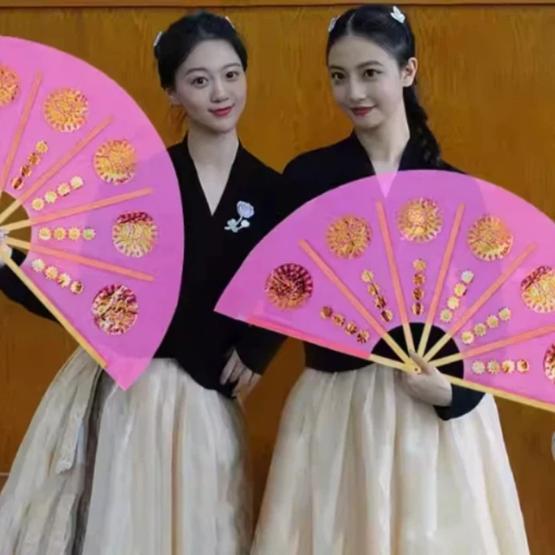 

High End Transparent Gauze Korean Dance Fan Examination Competition Dancing Fan Korean Festival Celebration Square Dancing Fan