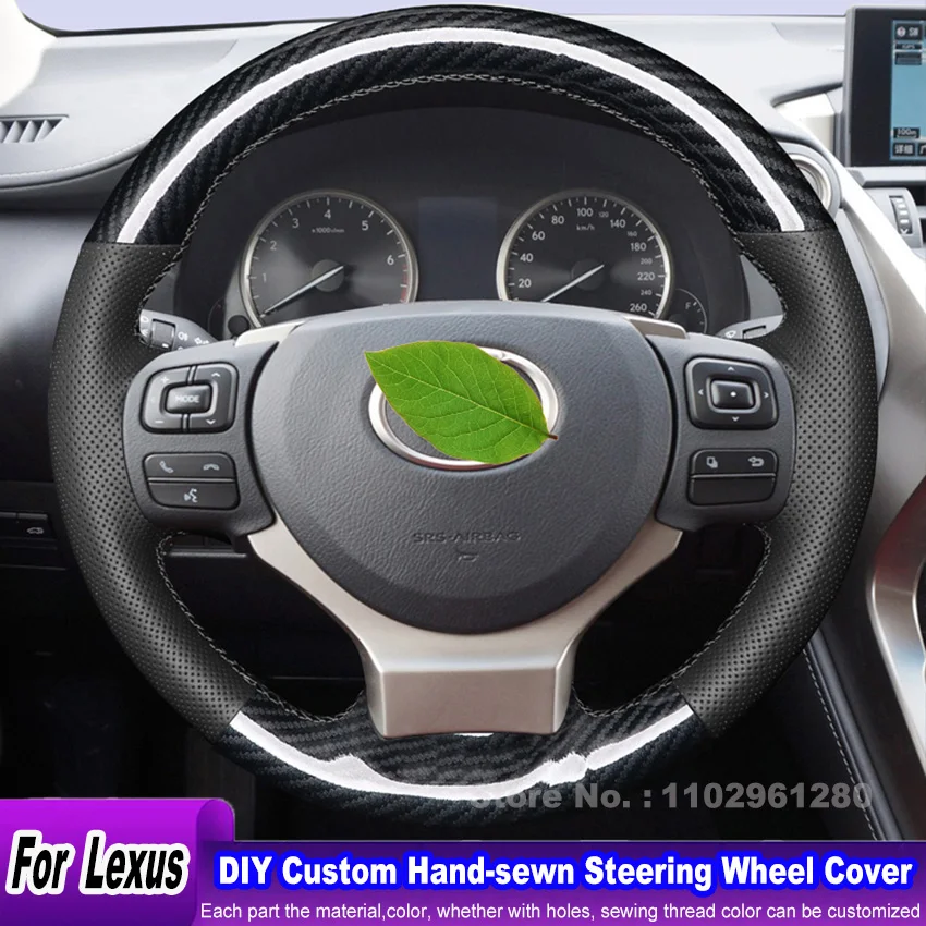 DIY Hand-sewn Durable Suede Carbon Fiber Leather Steering Wheel Cover For Lexus NX UX260h UX200 UX300e ES200 Car Interior