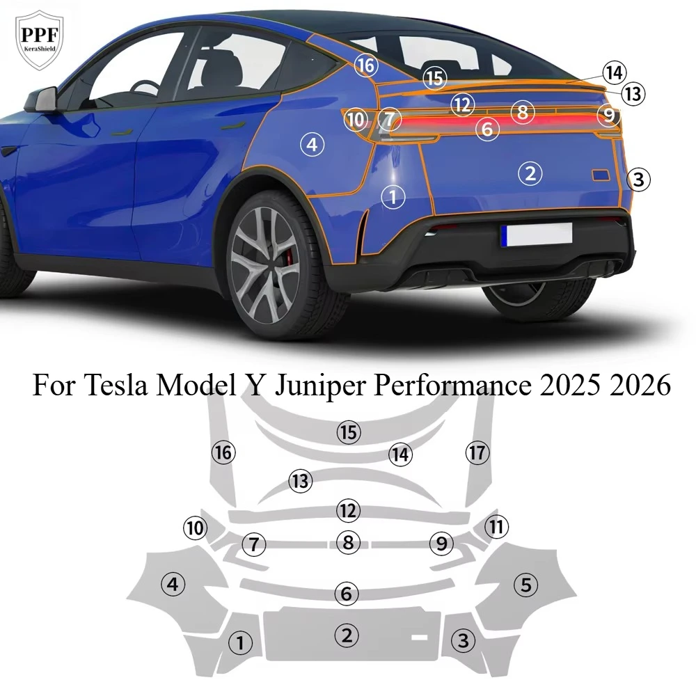

For Tesla Model Y Performance 2025 2026 Juniper Pre-cut PPF Clear TPU Paint Protection Film Repairable Kit Anti-Scratch Sticker