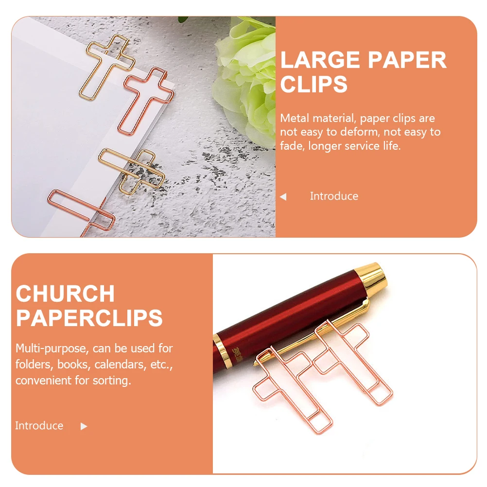 

10pcs Cross Paper Clips Creative Design Metal Document Clips Office Study Supplies Long Lasting Multi Purpose For