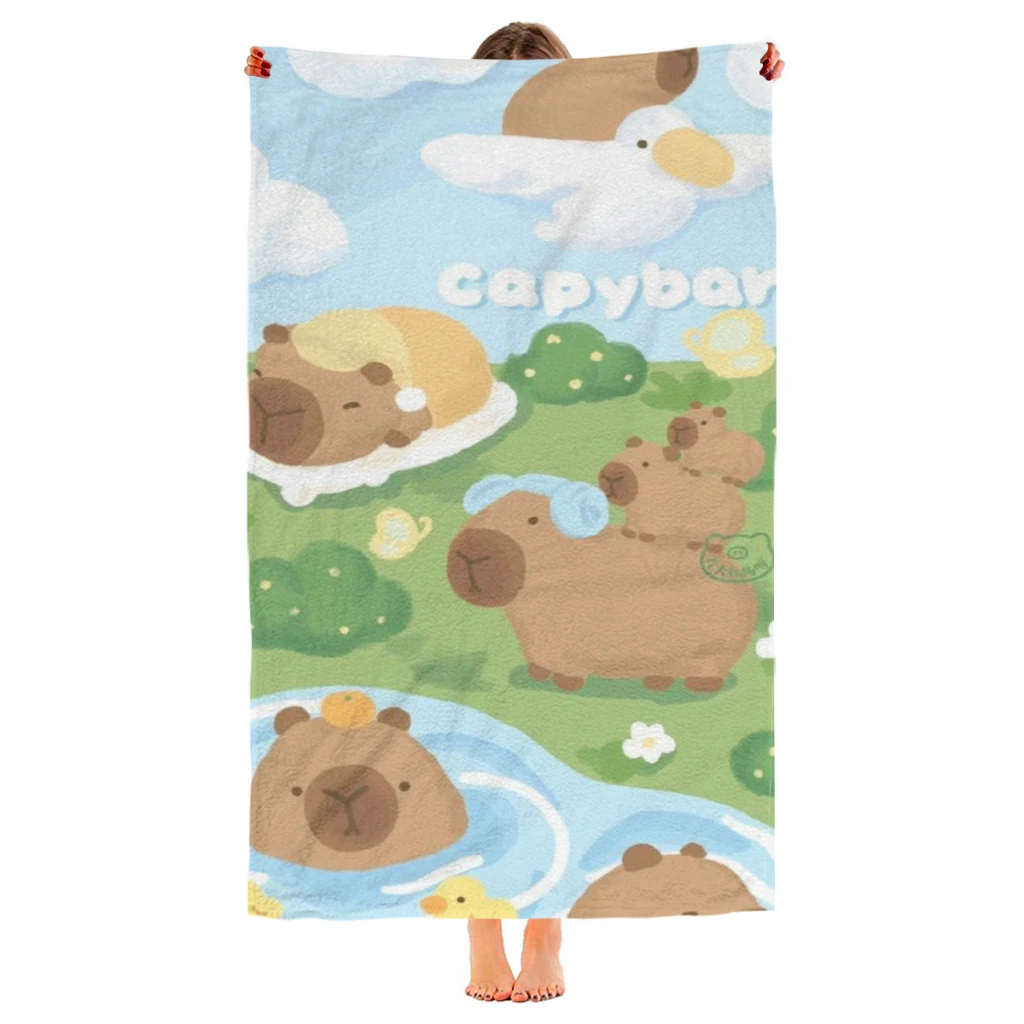 Capybara Beach Towel  Poncho Bathing Towels Cover-ups Quick Dry Sand Free Yoga Spa Gym Pool