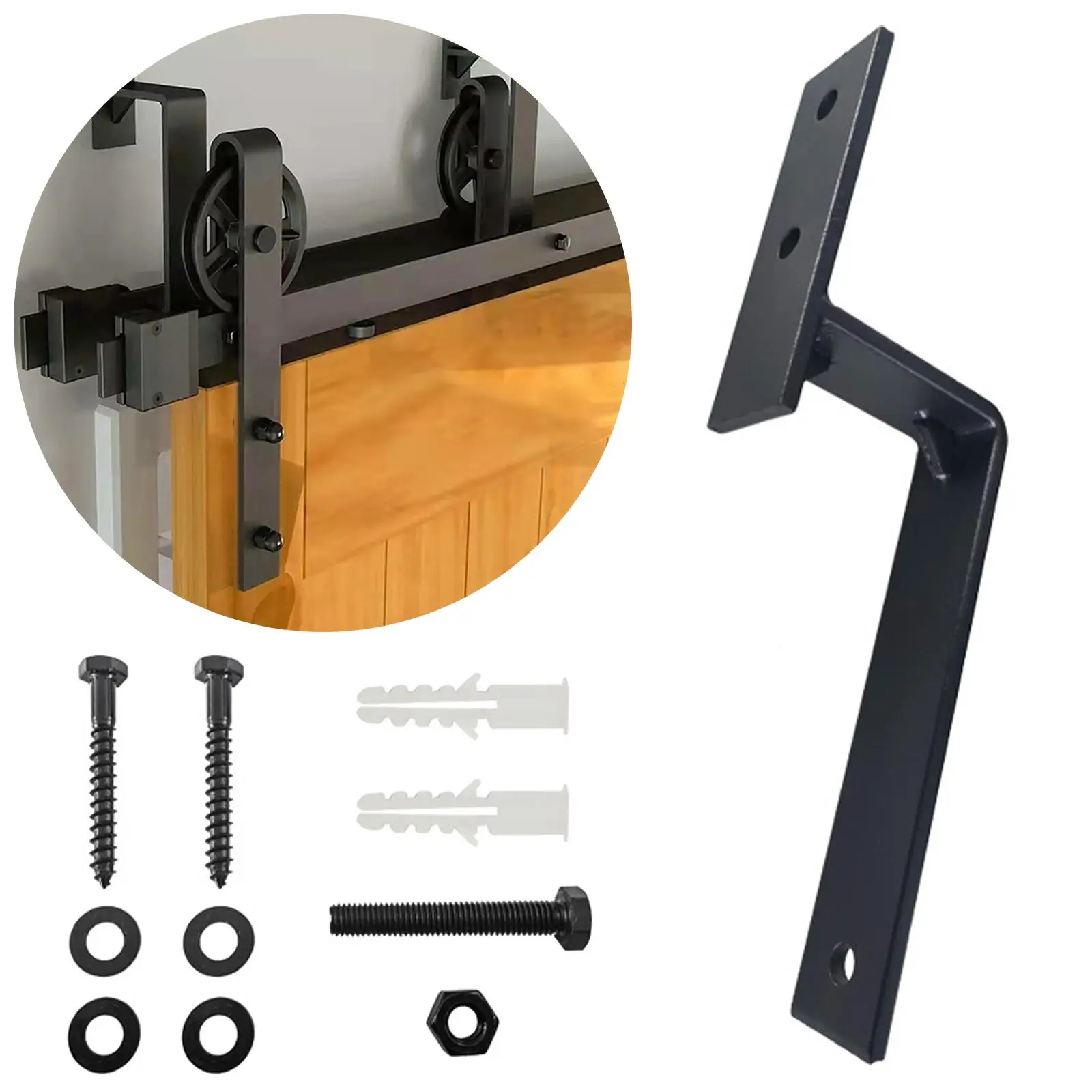 Top Mount Sliding Barn Door Hardware Kit with Integrated Bracket Carbon Steel Track for Closet Bedroom Living Room