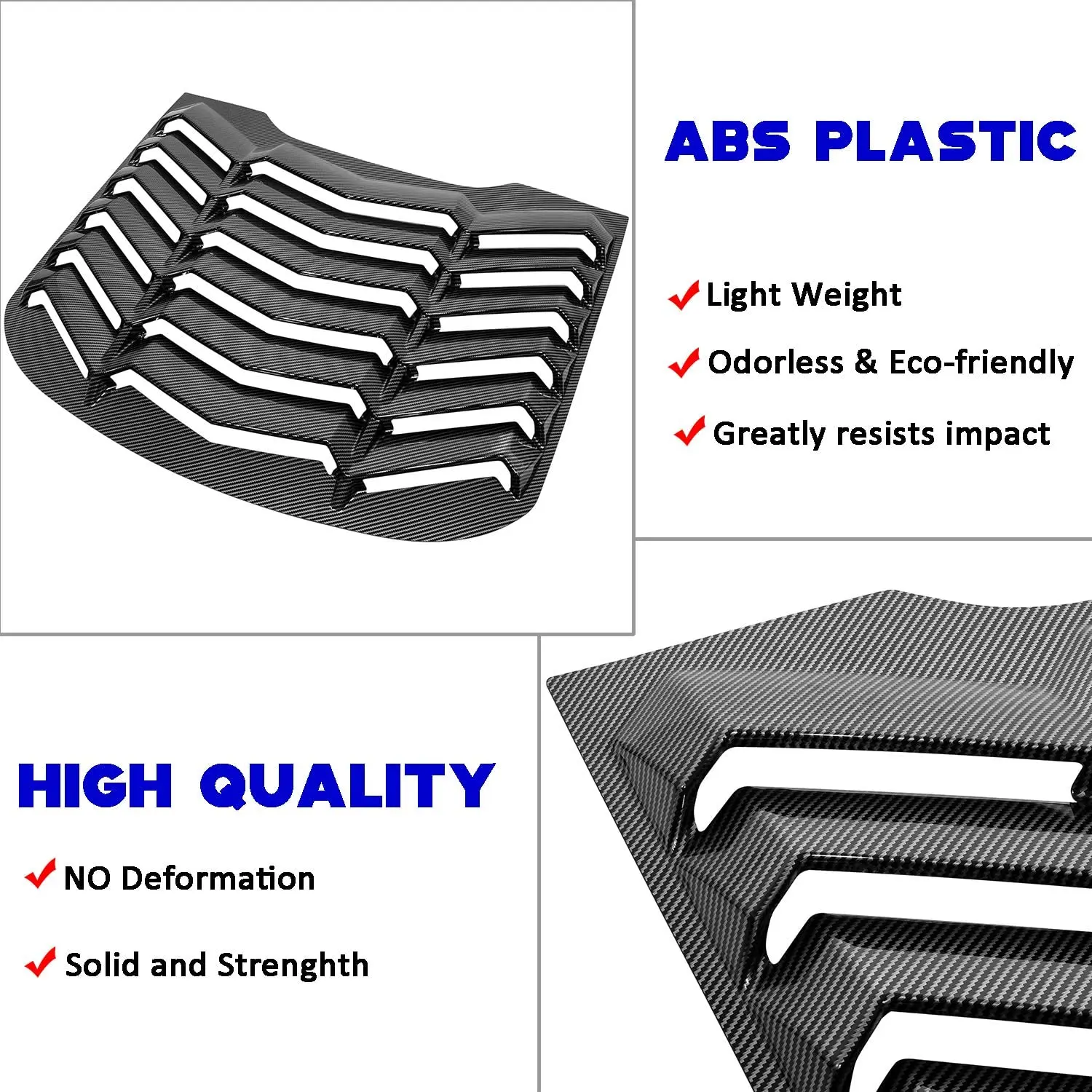 TML Rear Window Louver for Ford Mustang 2015 - 2020 Gloss Black Carbon Fiber Texture Windshield Sunshade Cover in GT Lambo Style