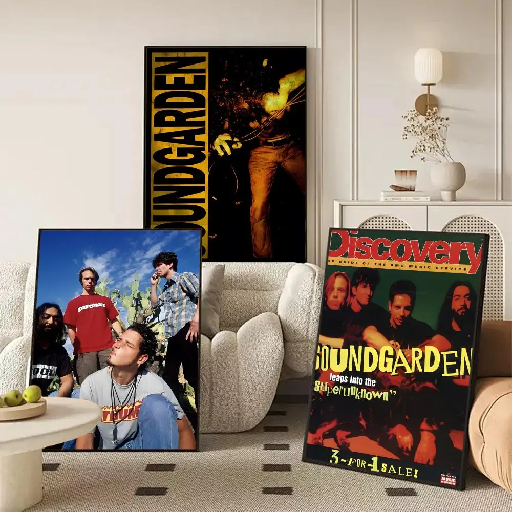 Band S-Soundgarden Poster Self-adhesive Art Waterproof Paper Sticker Coffee House Wall Decor