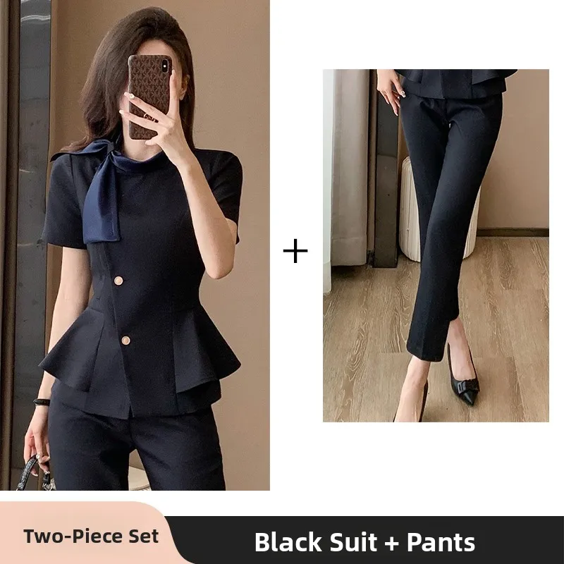 Black suit + pants [two-piece set]