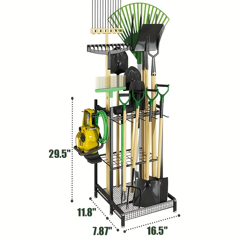 رف أدوات الحديقة، برج أدوات الفناء، مناسب لتنظيم المرآب والتخزين، رف أدوات الحديقة الفولاذي عالي التحمل، للسقيفة