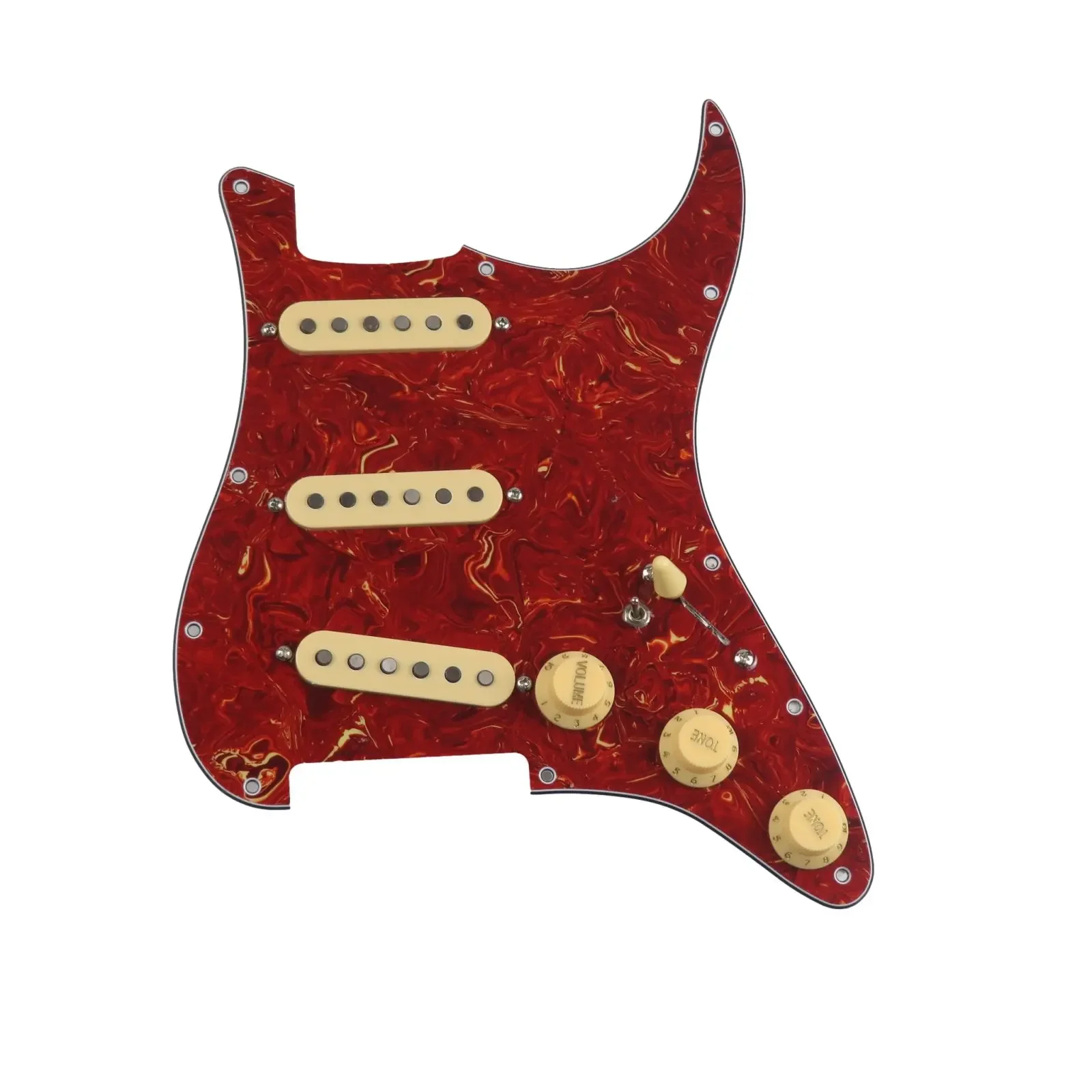 Pickups Guitar Alnico 5 Pickups SSS Single Coils Pickups Loaded Pickguard /Yellow Pickup Covers Set