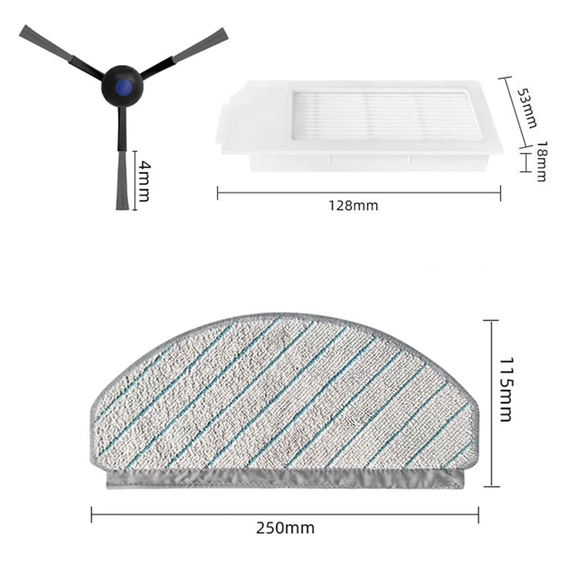 T72C Ersatzteilset für ECOVACS DEEBOT N20/N20 PLUS/N20 PRO PLUS Staubsauger – Seitenbürsten, HEPA-Filter, Tücher