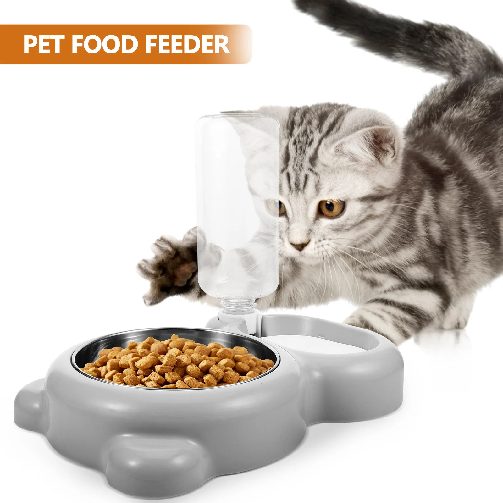 

Automatic Feeder Multi-Function Slow Eating Anti-Spill Durable For Multi-Cat Families Adorable Cartoon Style Supply Dog Holder