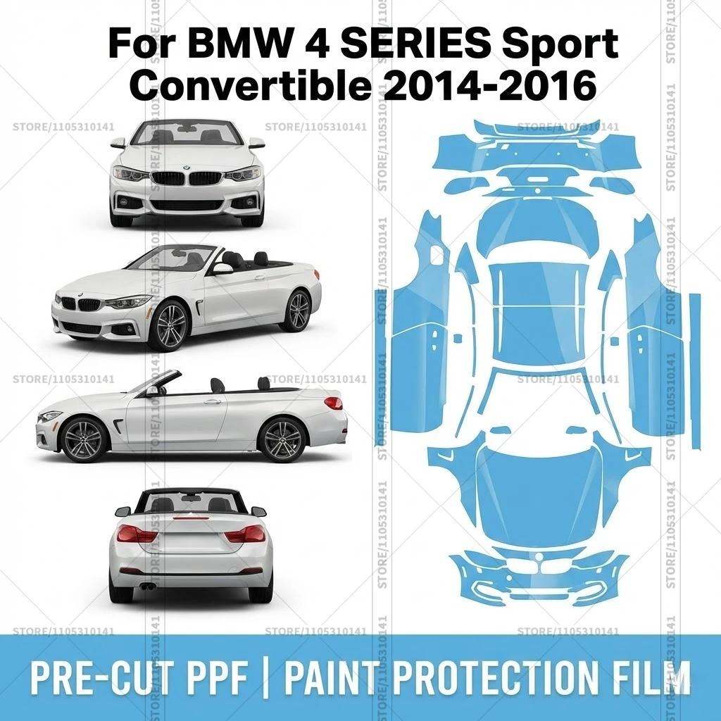 

Предварительно нарезанная защитная пленка PPF, прозрачная автомобильная пленка для полной защиты кузова, PPF для BMW 4 SERIES Sport Convertible 2014-2016