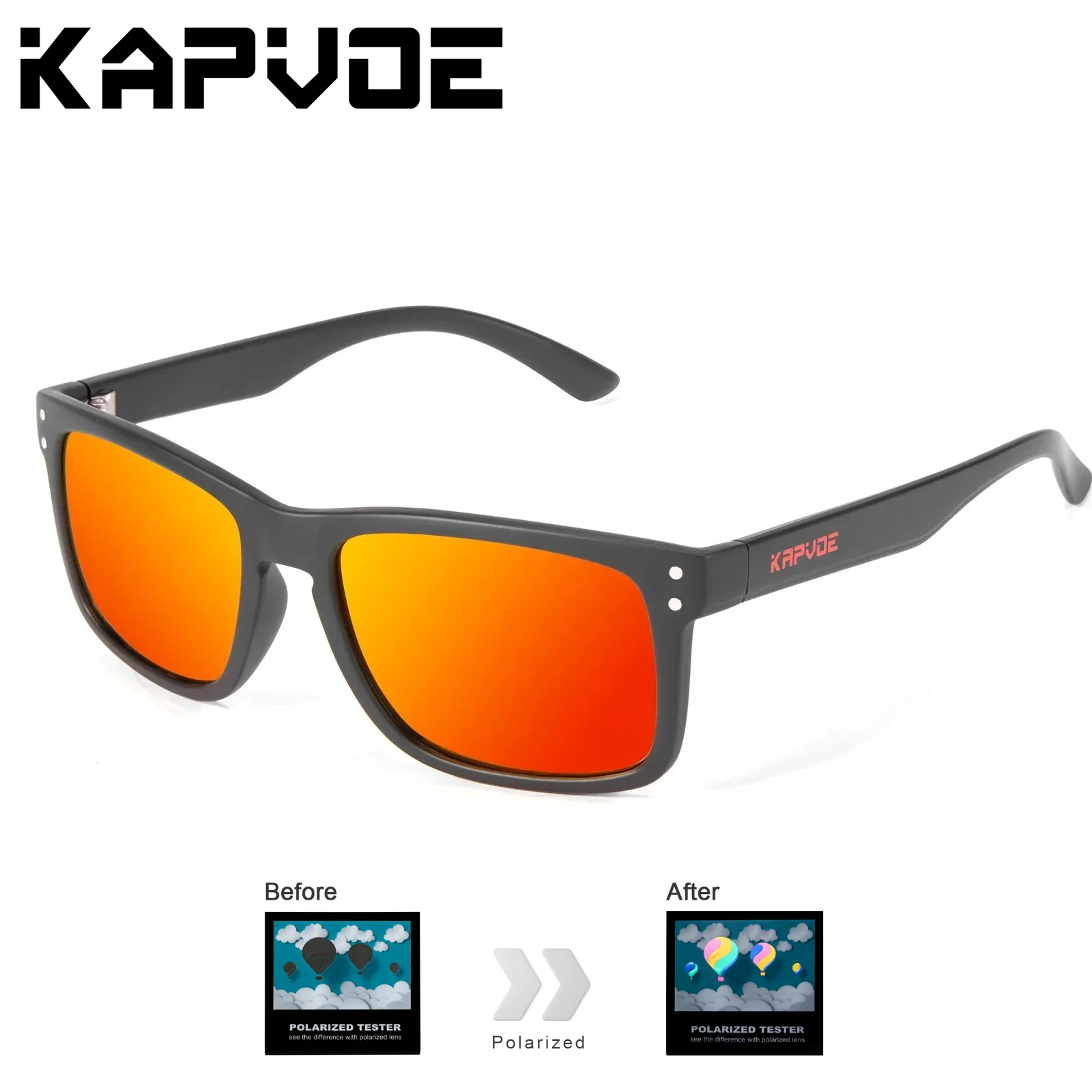 Kapvoe الساخن الاستقطاب الصيد النظارات الشمسية الرجال الفاخرة ريترو رجل نظارات للقيادة الدراجات جولف النساء دراجة نظارات التزلج