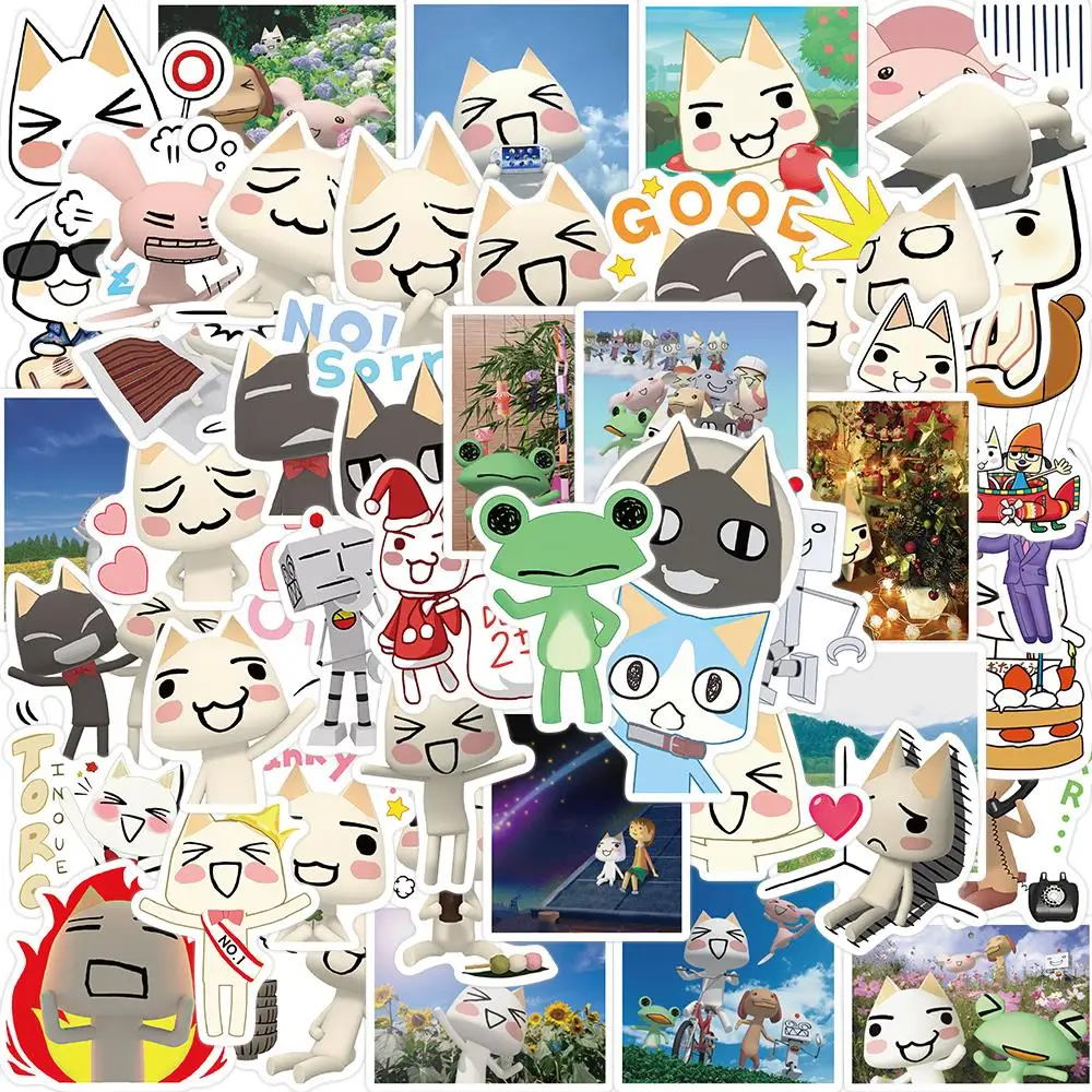 50Pcs Cartoon Toro Inoue Cat Stickers Kawaii Waterproof Graffiti Vinyl Decals for laptop Guitar Suitcase Skateboard Kids Gift