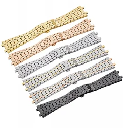 Watchband 21mm 26mm Men Women Full Stainless Steel Bracelet For AP ROYAL OAK 15400 26331 15500 Watch Strap Folding Buckle