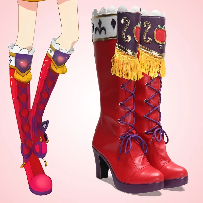 Anime Aikatsu! Cos Hikami Sumire Cosplay Cute Red Boots Costume Accessory Prop Shoes lovely customised women high heels boot A