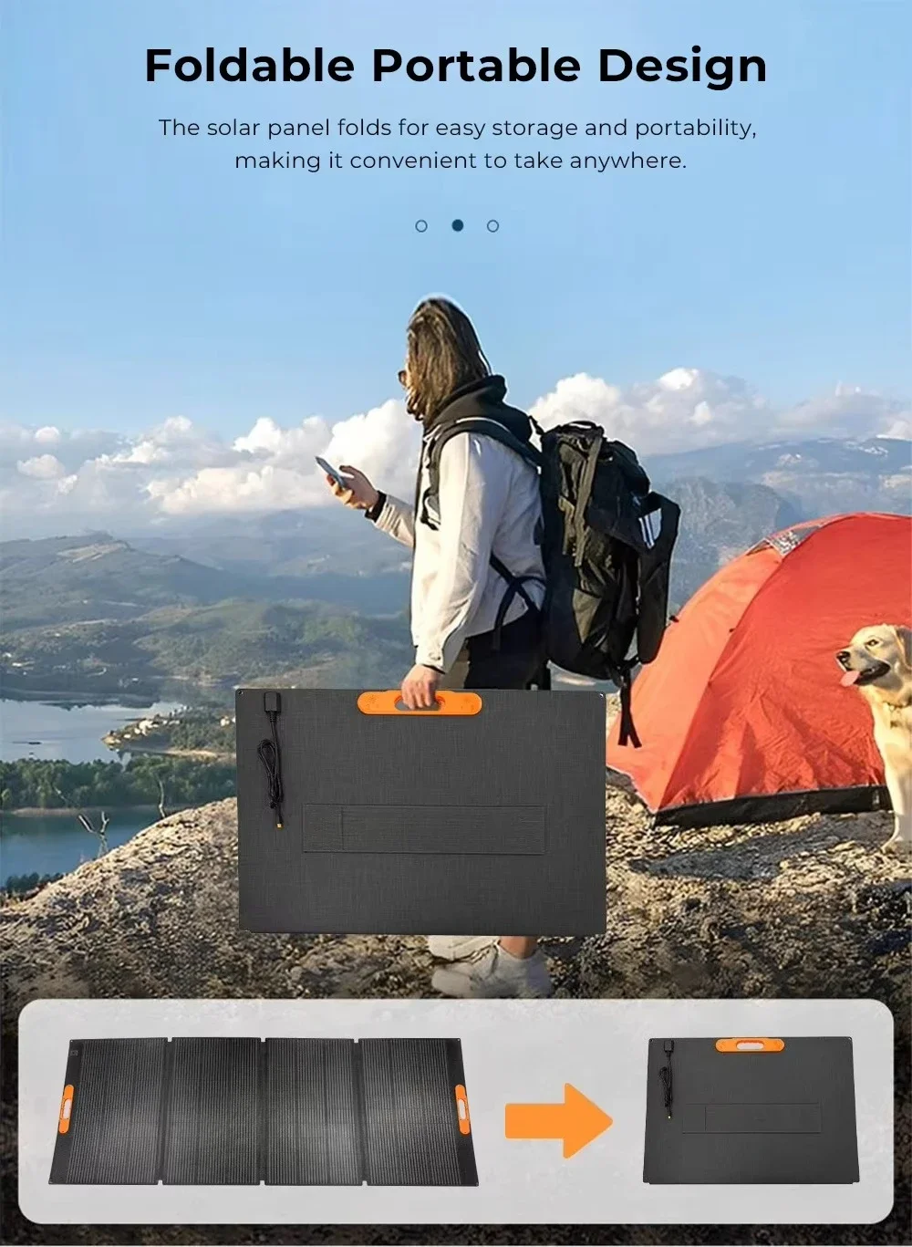 420W Portable Solar Panel Foldable Kit Outdoor Camping RV Cart Fast Energy Harvesting Technology EU Standard