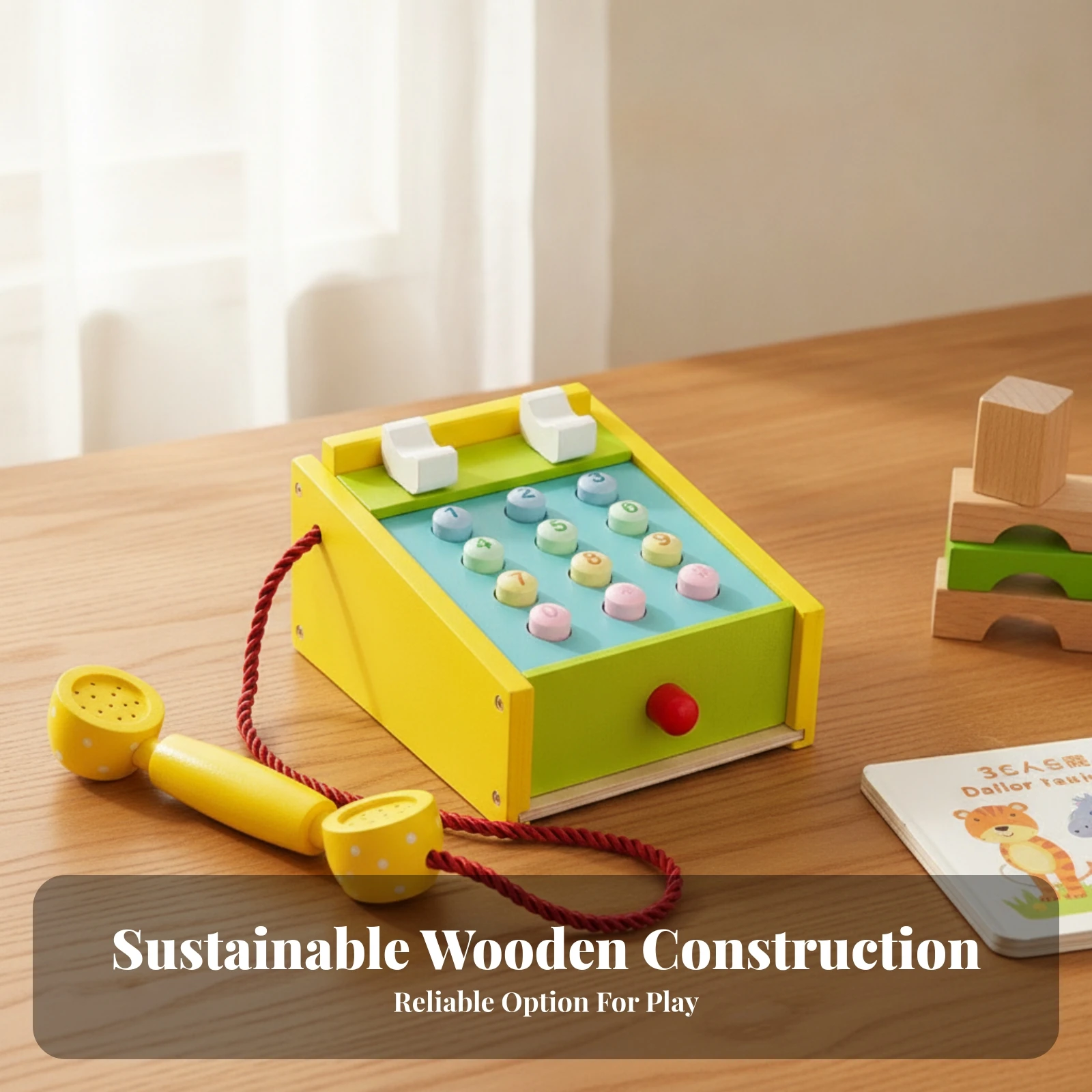 Drewniany telefon zabawkowy z  – Kids Toys 3 Year Old recenzja i cena