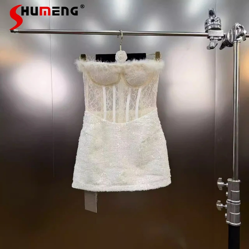 

2026 Spring New Women's Lace Sleeveless Elegant Sequin Blingbling Dresses Women's Slimming Dresses Feminine Nice Slim-fit Dress