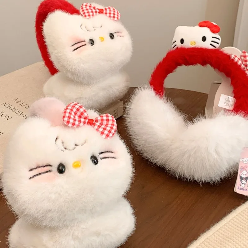 سانريو مرحبا كيتي لينة أفخم الأذن الدفء الشتاء طوي غطاء للأذنين الأطفال في الهواء الطلق إيرفلاب حماية الأذن يفشل غطاء للأذن