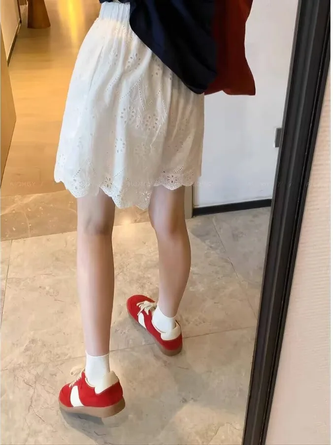 

Кружевные широкие брюки с высокой талией и эластичной резинкой на талии, повседневные утягивающие брюки больших размеров, женские модные летние брюки