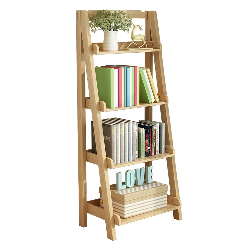 

Solid wood floor-to-ceiling shelves, simple bedroom, living room, small storage bookshelf, white, Nordic indoor trapezoidal