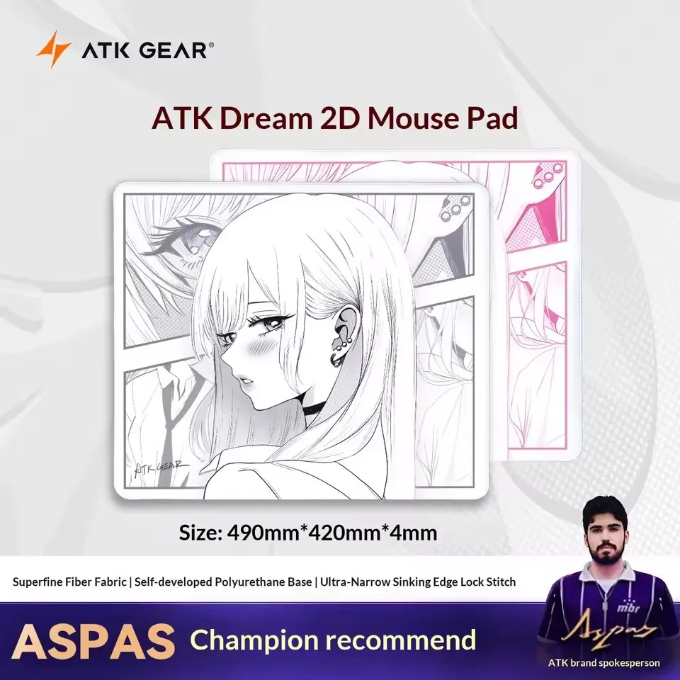 ATK Anime Mauspad FPS, großes, neutrales Mauspad, ausgewogen für FPS, speziell für Esports-Gaming, 490 x 420 x 4 mm
