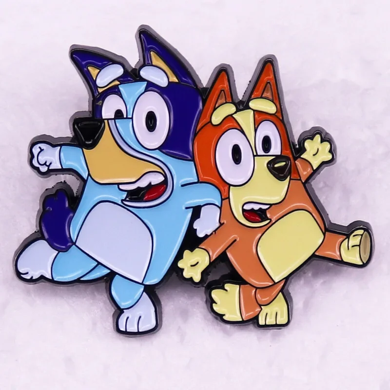 Elch Animation Bluey Dog Cartoon Abzeichen niedlichen Bingo Familie Kinder vielseitige Corsage Schmuck Metall Zubehör Abzeichen Pin Geschenk