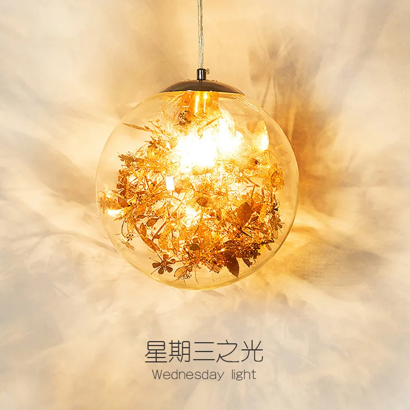 

minimalist creative glass ball chandelier Nordic personality art Bedroom restaurant Dining table Bar single head chandelier