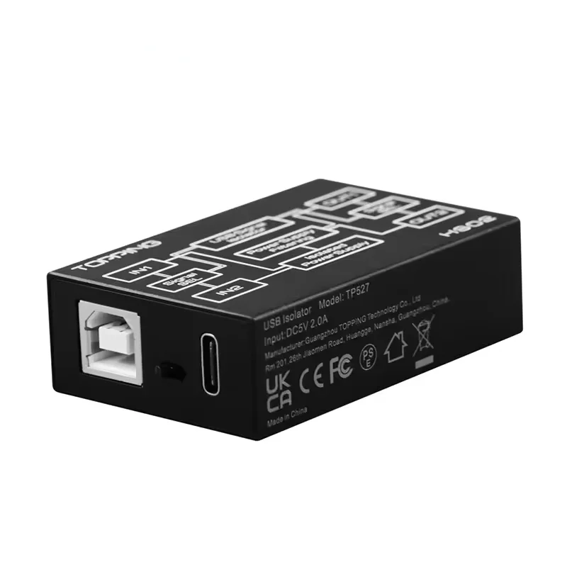 TOPPING HS02 USB 2.0 High Performance Audio Isolator with USB-B and Type C Input High Speed and Highly Compatible