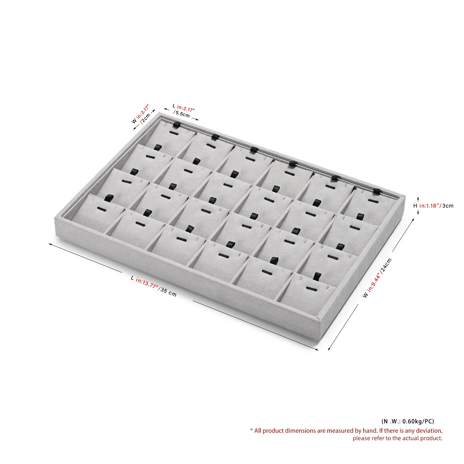 Oirlv Velvet Jewelry Storage Display Tray:24 - Slot Organizer for Necklace Pendants, Elegant Storage & Showcase Solution Jeweler