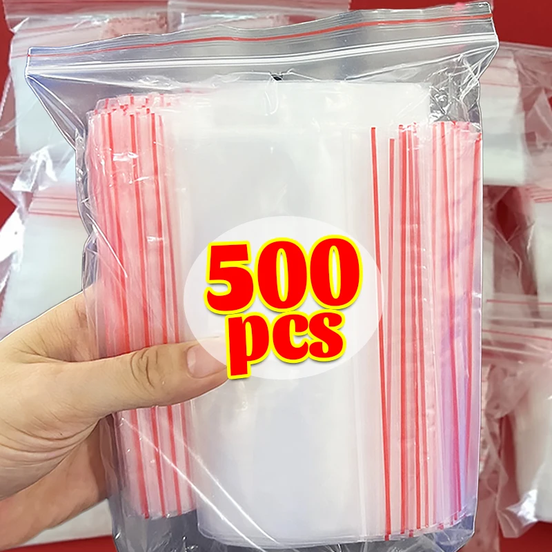100/500 قطعة أكياس شفافة ذاتية الختم حقيبة تخزين بلاستيكية منظم للمجوهرات الصغيرة Reclosable التعبئة حقيبة مختومة الحقيبة
