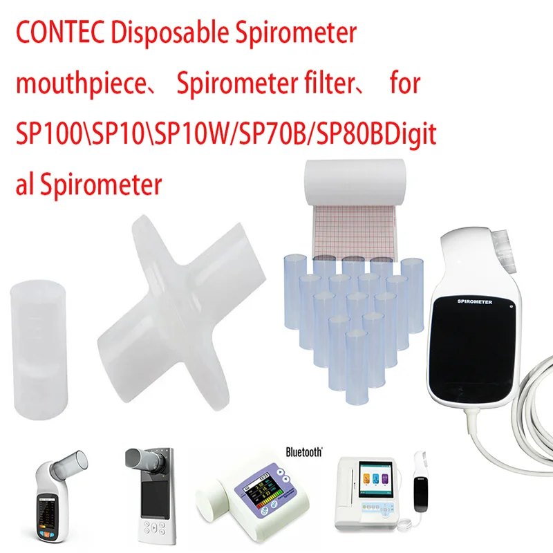 CONTEC Disposable Spirometer mouthpiece、Printing paper、 Spirometer Filter、 For SP100\\SP10\\SP10W/SP70B/SP80B Digital Spirometer