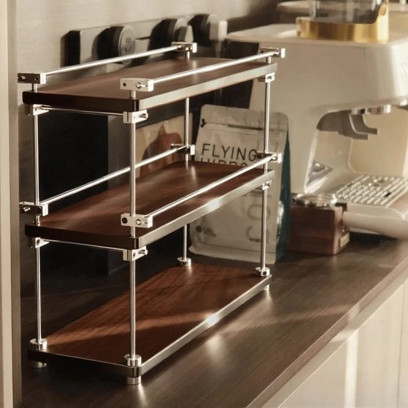 

Optical axis rack, desktop solid wood small shelf, coffee corner cup holder, multi-layer cosmetics, porch cabinet, medieval