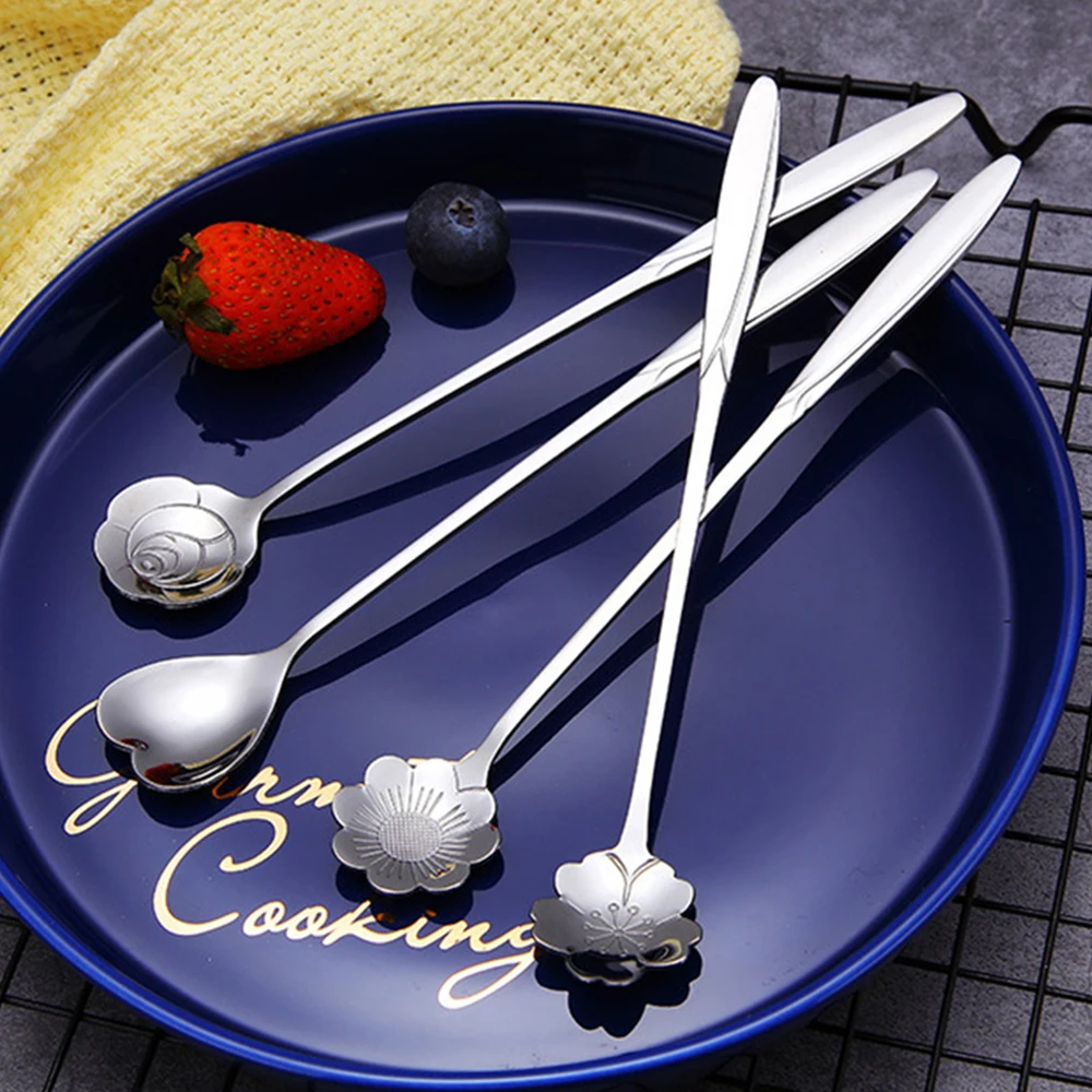 1pcs Guitar Coffee Spoon Stainless Steel Cartoon Guitar Spoon Creative Easpoon Kitchen Coffee Accessories Tableware Teaspoons