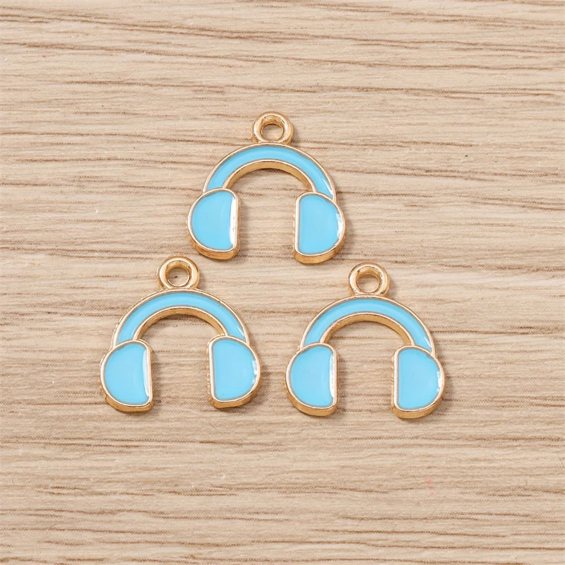 10 Stück 14x14mm Niedliche Emaille-Musik-Kopfhörer-Anhänger für Schmuckherstellung, Ohrringe, Halsketten, DIY-Bastelzubehör – Detail 4