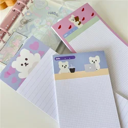 ​Ins Cartoon Cute Bear Half B5 Grid Memo Pad Student Stationery Kawaii Diary Office Notepad Loose-leaf School Supplies 30 Sheets