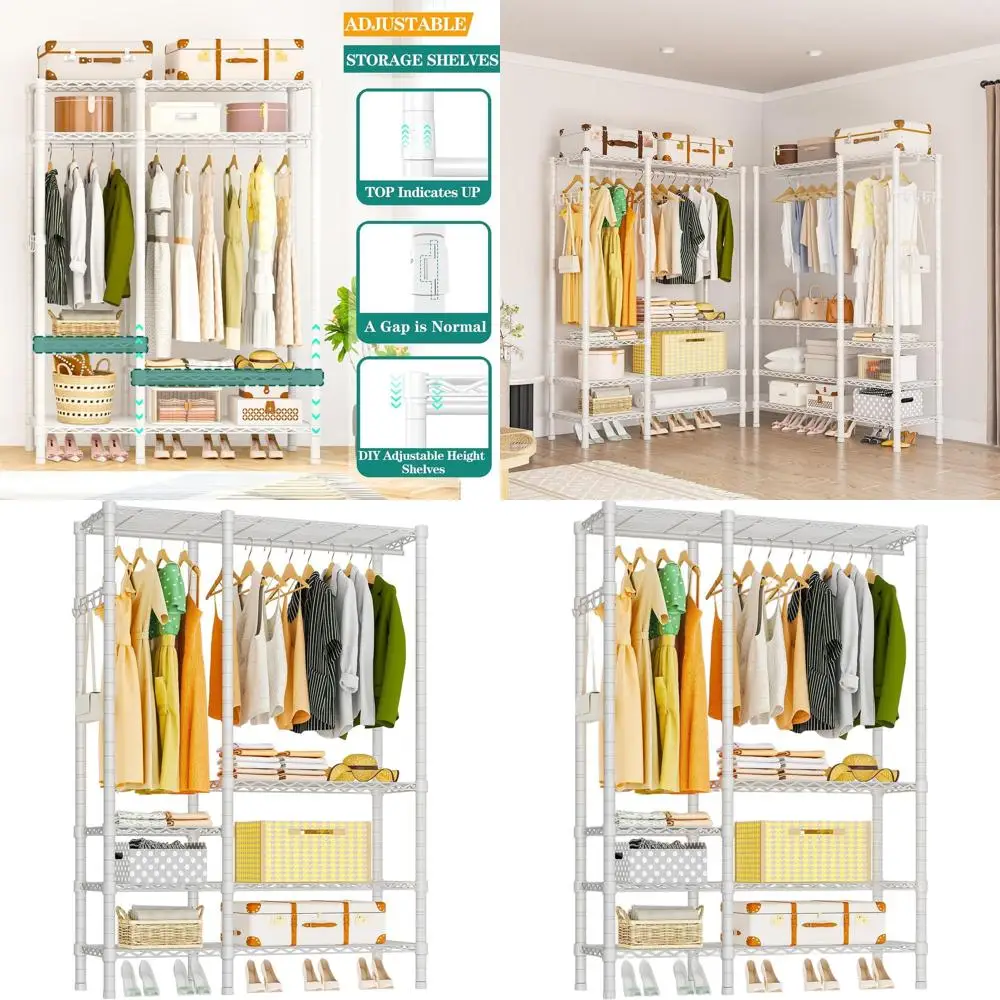 

Sturdy 4-Tier Metal Clothes Rack, Adjustable Shelving, 44.9L x 16.5W x 76.8H, White, Holds Up to 850lbs