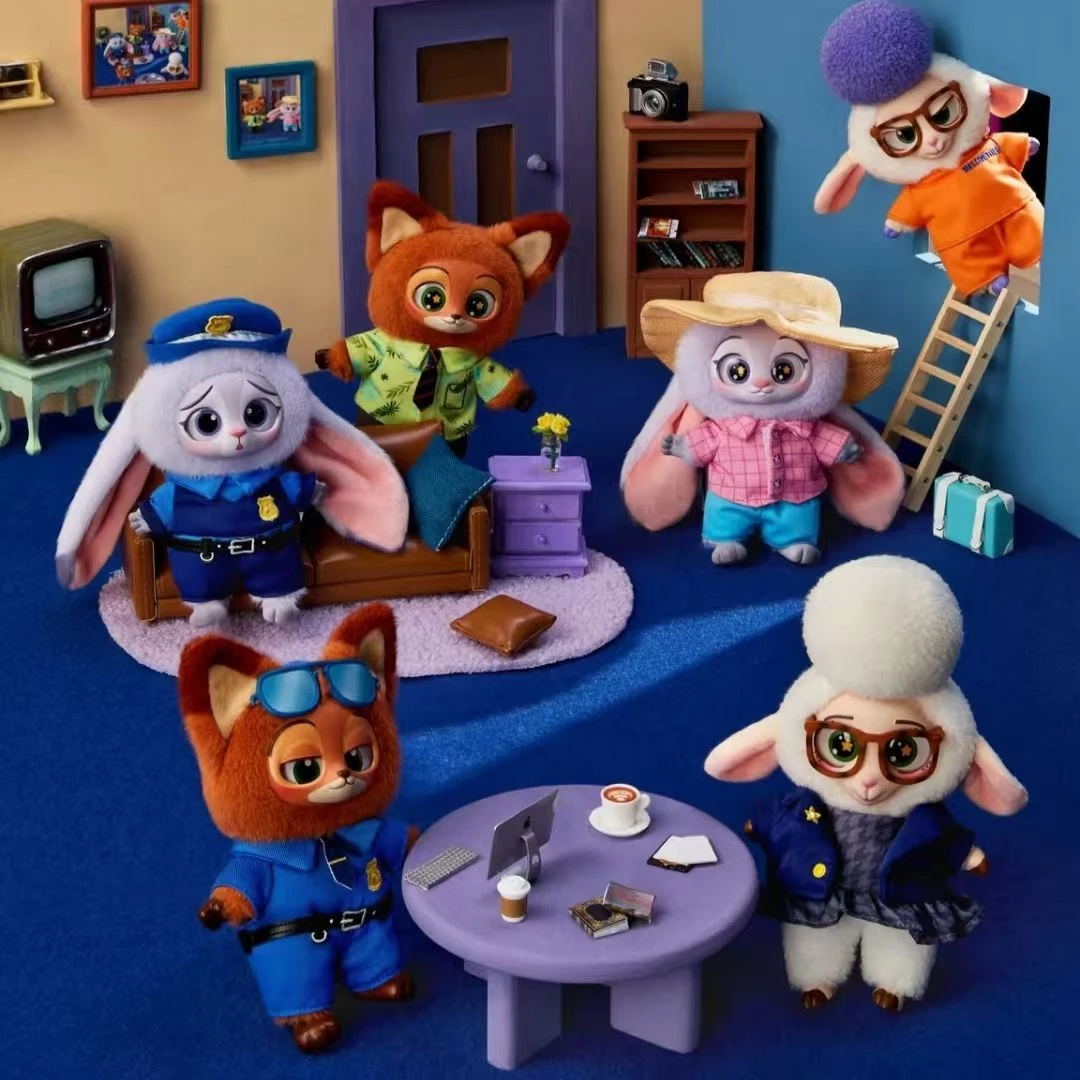 New Genuine Disney Miniso Zootopia Vinyl Plush Animal Character Series Blind Box Cute Cartoon Nick Judy Pendant Doll Mystery Box
