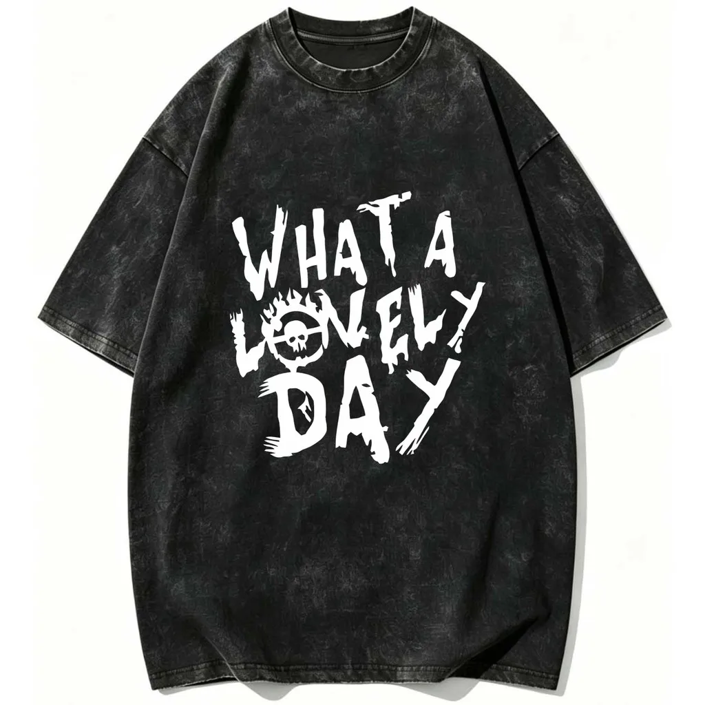 CLOOCL Retro Style What A Lonely Day Printed TShirts Vintage Distressed Short Sleeve Shirts Summer Tees Casual Tops Men Clothing