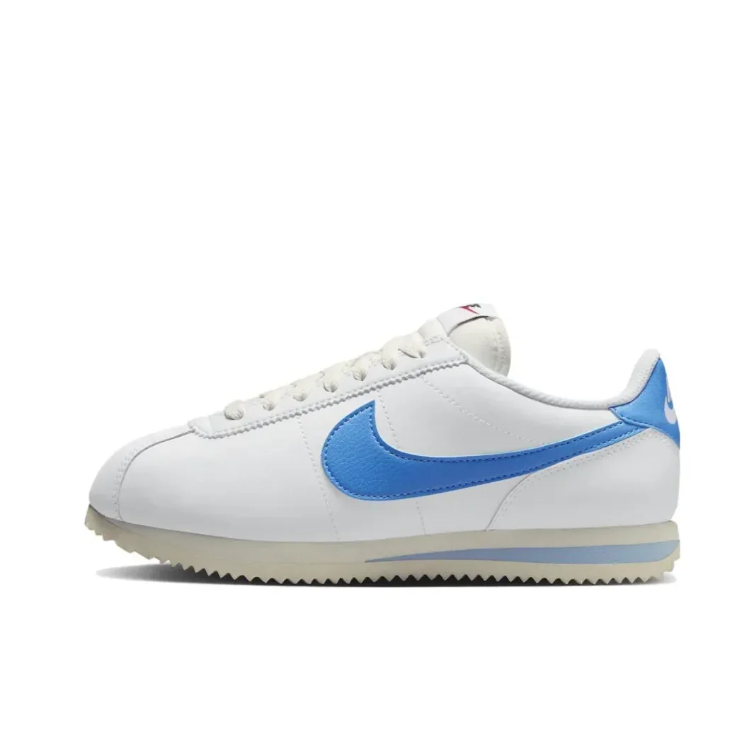 Nike Original Cortez Classic Retro Low Top Casual Running Shoes Men's and Women's Sneakers White and Blue Colorway