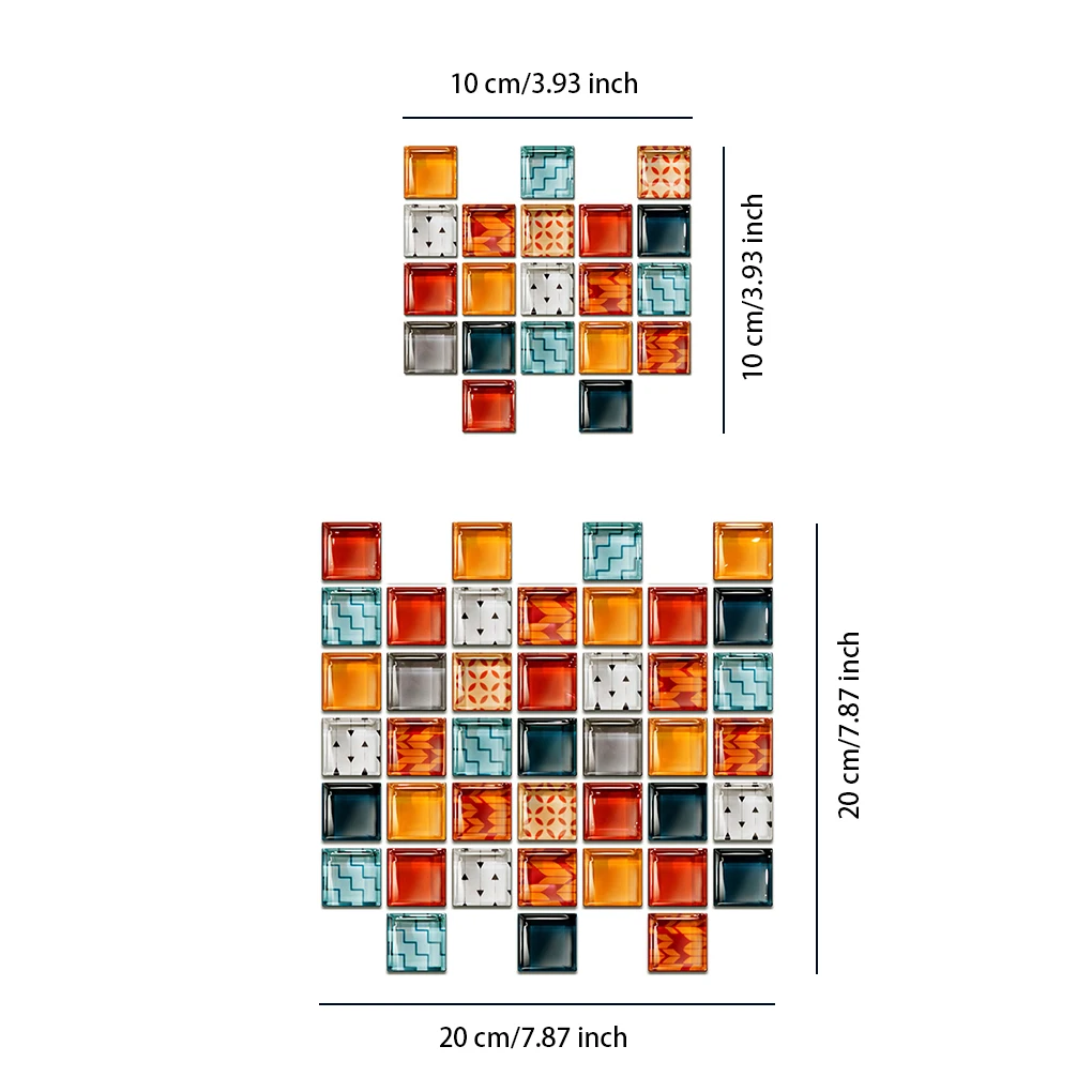 10 조각 모자이크 벽 스티커 자체 접착 타일 스티커 장면 레이아웃 액세서리 방 장식 블루 10*10*20PCS