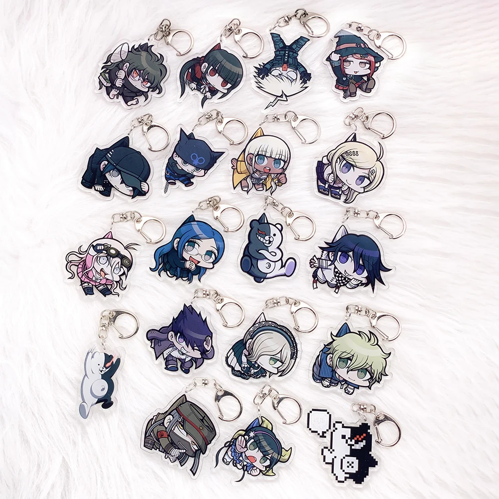 1/19PCS Game Danganronpa Acrylic Car Keychain Cartoon Bag Charms Accessories Funny Cute Backpack Pendant Key Holder Friend Gifts