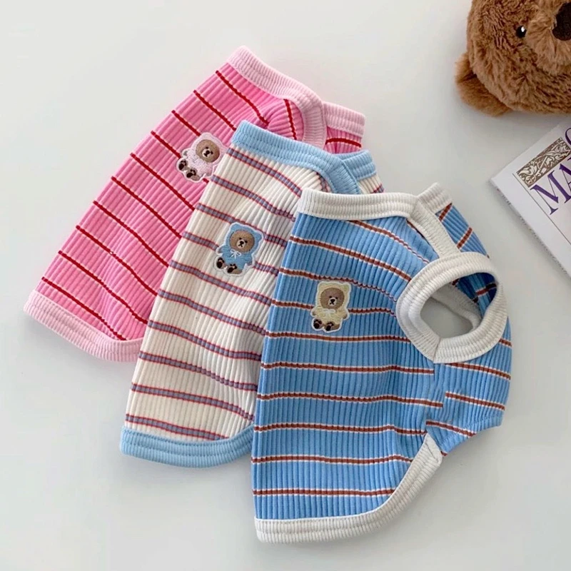 Summer Striped Pet Dog Shirt Fashion Dog Vest for Small Dogs Breathable Puppy Two-Legged Clothes Cute Cat Vest Pet Dog Clothes