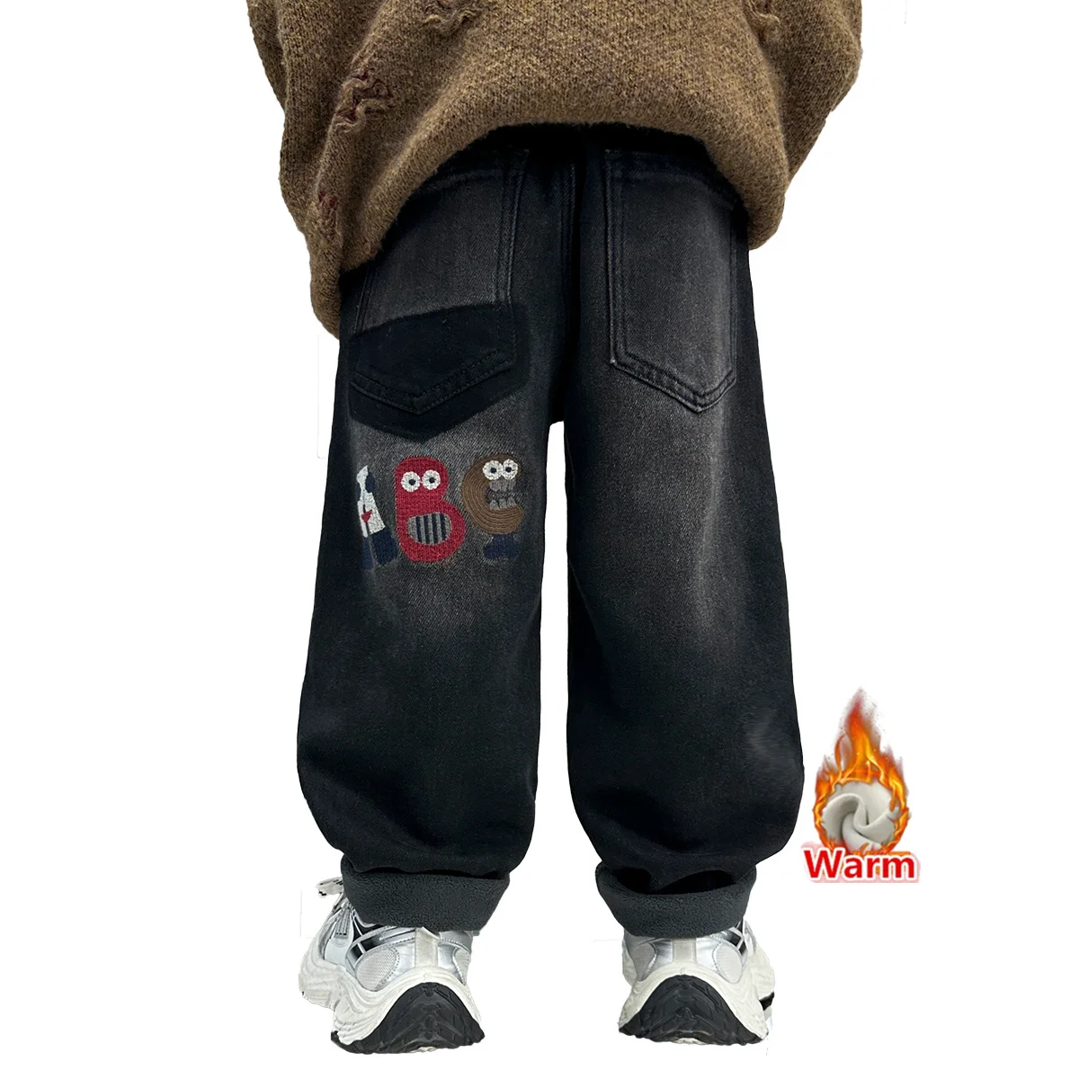 

Winter Boys Thicken Thermal Jeans For Child Brand Cartoon Insulate Denim Pants Kids Straight Fit Warm Corduroy Jeans Trousers