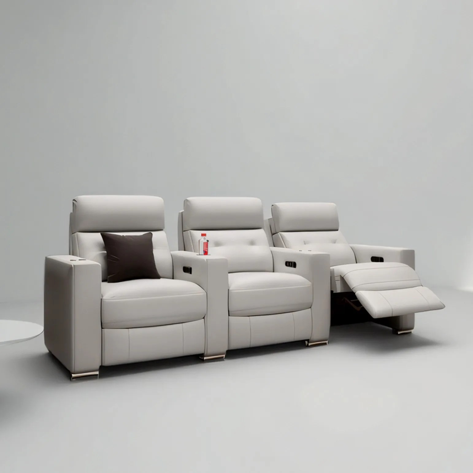 فيلا خاصة للمسرح المنزلي وغرفة الصوت والفيديو أريكة جلدية لقاعة الأفلام والتلفزيون مقعد سينما كهربائي متعدد الوظائف