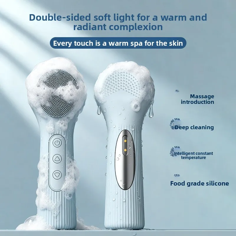 2025 temperature-sensitive silicone facial cleanser heating face wash brush pore cleaning face wash instrument